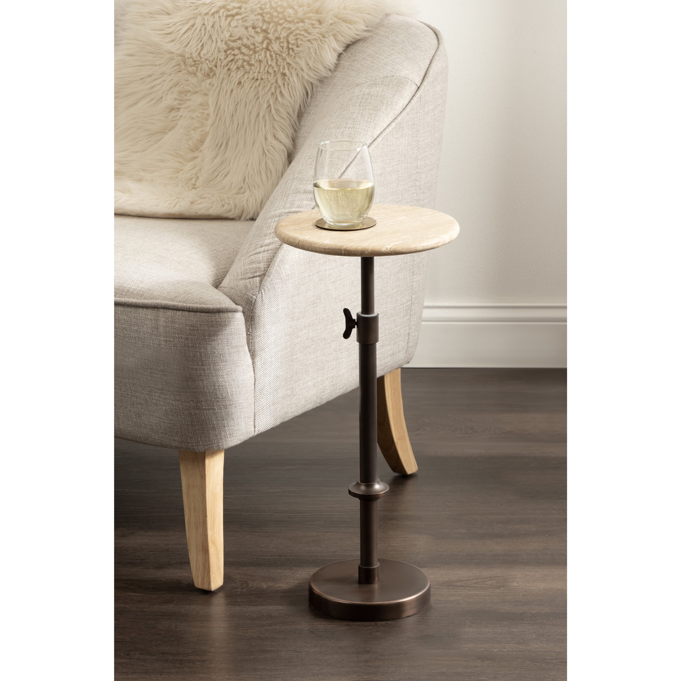 Kate and Laurel Wixley Round Wood and Metal Side Table, 18 x 25