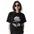 thumbnail image 2 of Women's T-Shirts, Valentine's Day Diamond Flower Cotton Crewneck Tee Short Sleeve Casual Tops Loose Graphic T-Shirt Black, M, 2 of 7