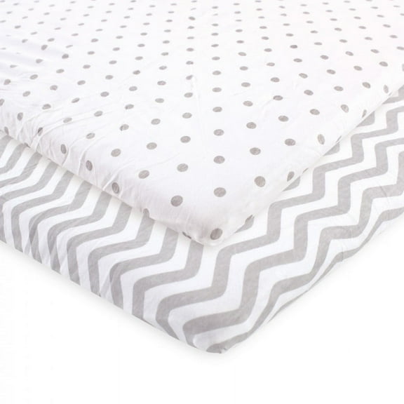 Luvable Friends Baby Fitted Playard Sheet, Gray Chevron Dot, One Size