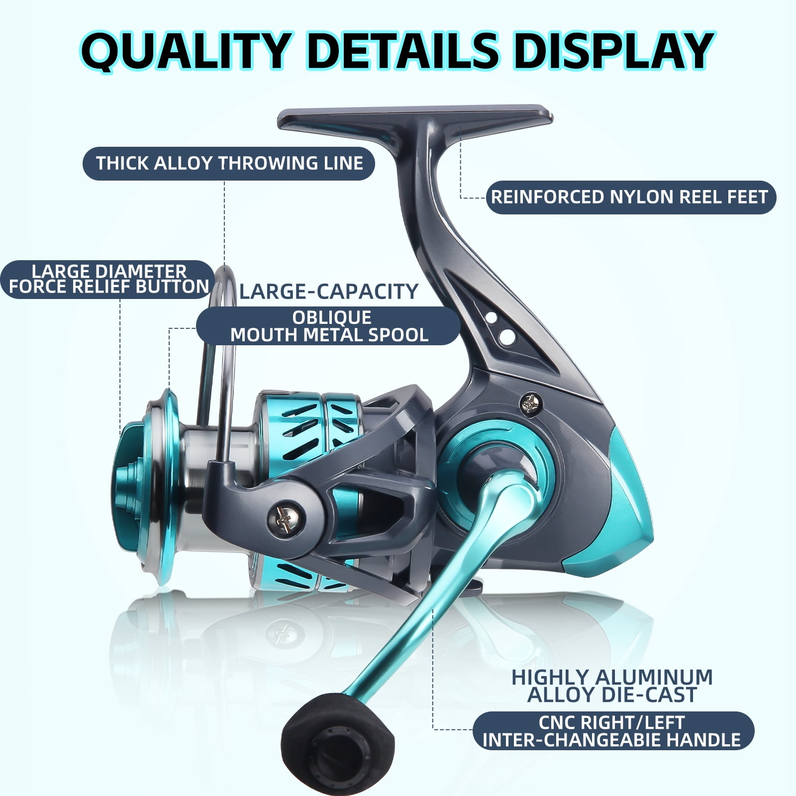 HAUT TON DKPro 1000-7000 Ambidextrous Spinning Fishing Reel For Saltwater Freshwater Metal Spool & Handle Durable Fishing Tackle