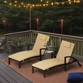 thumbnail image 4 of DWVO Outdoor Chaise Lounge Chairs, PE Rattan Wicker Patio Pool Loungers with Adjustable Backrest, Arm, Cushion, Pillow and Wheels for Poolside Backyard Porch Garden Beach (1, Black), 4 of 9