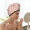 thumbnail image 3 of Yiaed Peach With Leaves Print Hair Cap with Button,Coral Fleece Hair Towel Wrap for Women Wet Hair,Quick Dry Turban for Wet Hair Long Thick Hair, 3 of 5