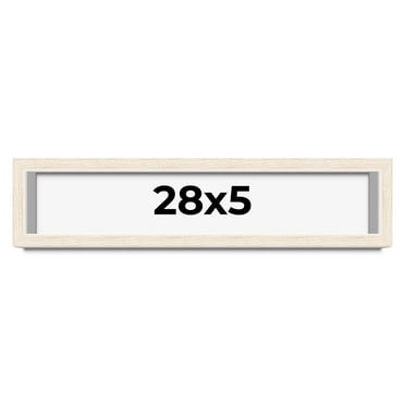 28x5 IN Shadow Box Frame White | 1.125 Inches Deep Real Wood Rustic Shadowbox Display Frame | UV