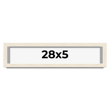 28x5 IN Shadow Box Frame White | 1.125 Inches Deep Real Wood Rustic Shadowbox Display Frame | UV