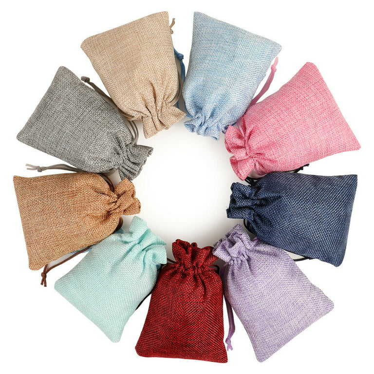 10pcs Cloth Jute Bag Sack Cotton Bag Drawstring Burlap Bag Jewelry Bags  Pouch Little Bags for Jewelry Display Storage Gift Bag
