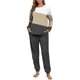 thumbnail image 4 of Conjunto de pijama informal de invierno para mujer, de doble cara, con cuello redondo estampado, manga larga, top anudado a mano, pantalones con cordón ajustable, ropa de casa, blusa de poliéster., 4 of 7