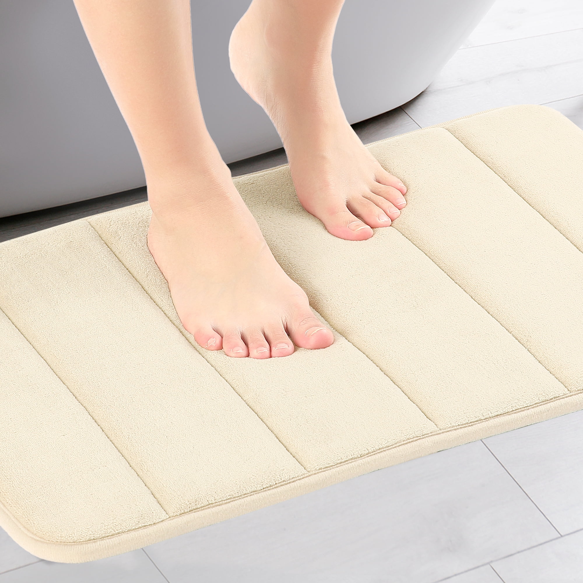 Unique Bargains 2 Pcs Soft Thick Absorbent Quick Dry Bathroom Bath Rugs Non Slip Khaki/Brown 16" x 24"