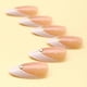 thumbnail image 4 of 24pcs Almond Shaped Press On Nail French Tip with Flower and Gold Stripe Design Acrylic Artificial Nail for Women, 4 of 4