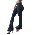 thumbnail image 2 of Sexlip Women's Ribbed Knit Flared Pants, Stretchy Fitted Bell Bottom Yoga Pants Black L, 2 of 6
