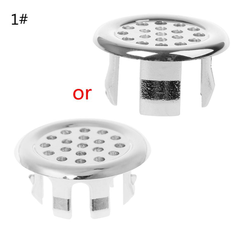 8X Bathroom Basin Sink Overflow Cover Ring Insert Chrome Hole Round Kitchen Caps