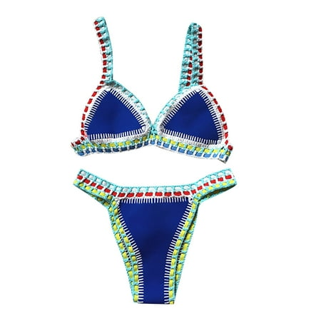 Cathalem Women s High Waisted Bikini Sets Sporty Two Piece Swimsuits Color Block Cheeky High Cut Bathing Suits (BU2 M)