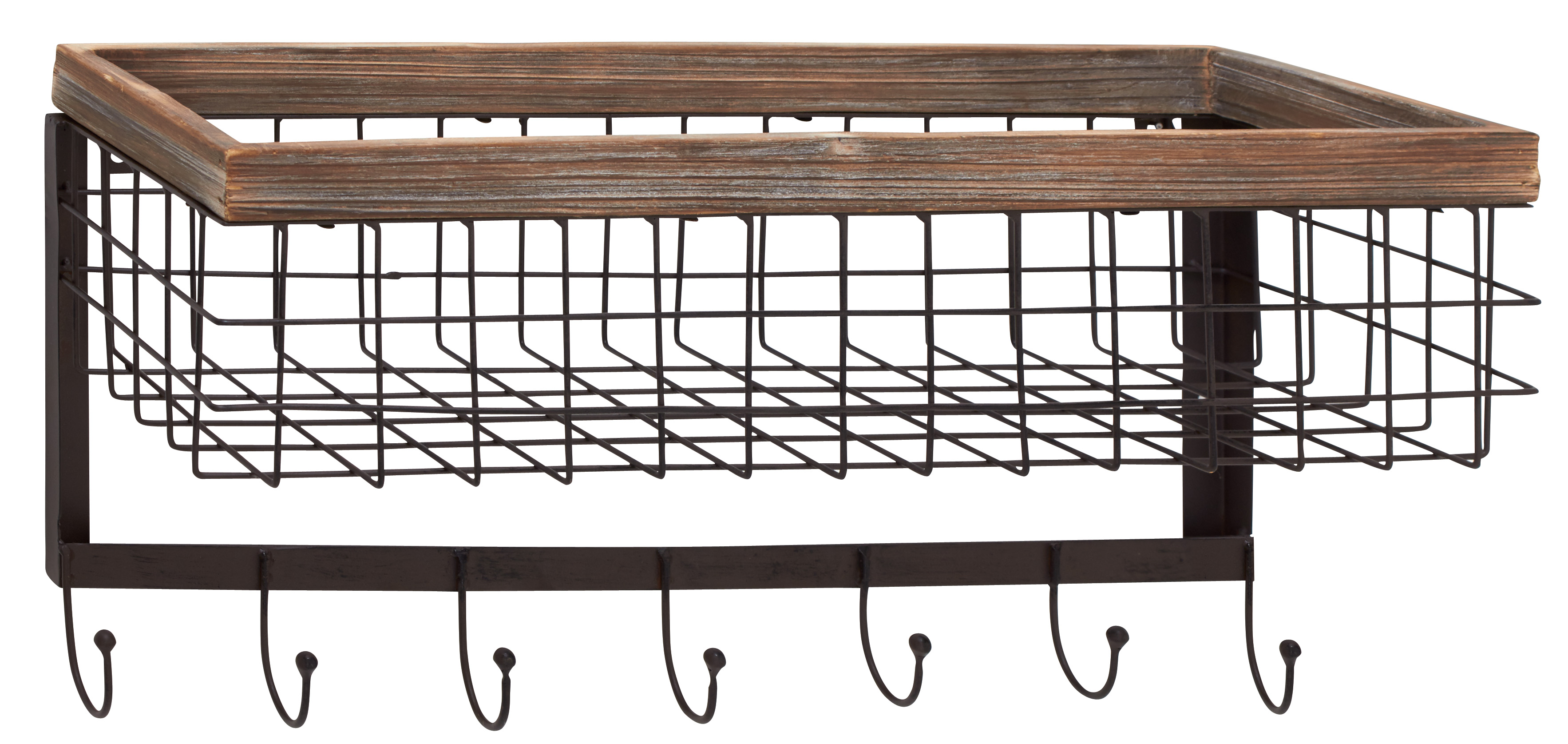 Attractive Wood Metal Wall Basket Hook