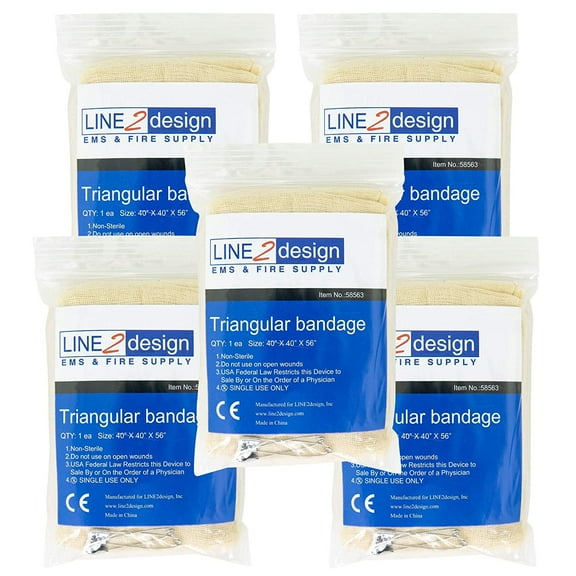 LINE2design Triangular Bandage First Aid Bandage Fracture Fixation Emergency Pack of 5