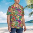 thumbnail image 5 of Xecao Colorful Dinosaur print Hawaiian shirt - a stylish short-sleeve button-down for men, perfect for casual beach and tropical outings., 5 of 9
