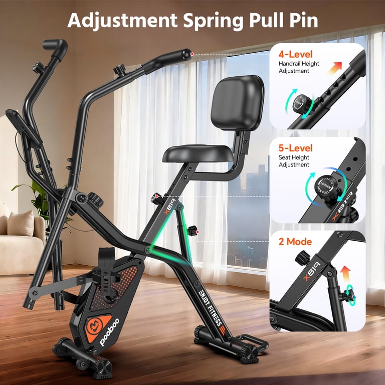 Pooboo Folding Magnetic Upright Bike, 8-Level Resistance, 300 lb photo 5
