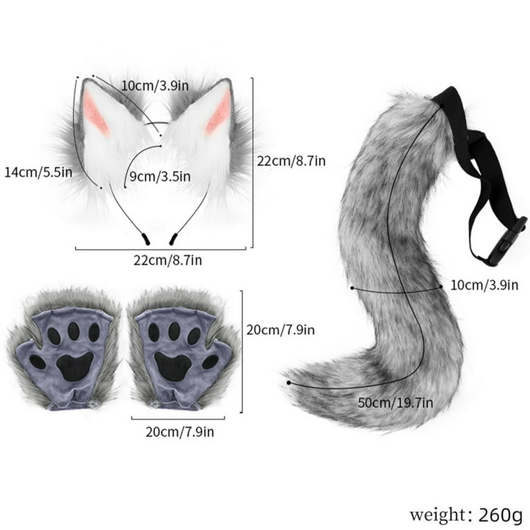 TAIAOJING Foxy Glamour Faux Ears Headband & Tail Perfect For