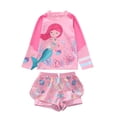 thumbnail image 2 of Bellafa Toddler Girls Rash Guard Bathing Suit Mermaid Long Sleeve Two Piece Swimsuit with Shorts UPF 50+ 3-9 Years Summer Beachwear, 2 of 10
