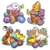Club Pack of 24 Cute Multi-Colored Easter Bunny and Friends Cutout Party Decorations 16"