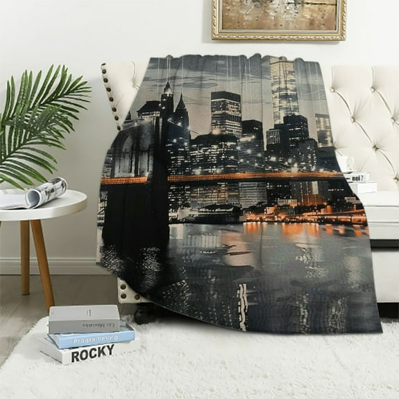 Autua Urban Landscape Warm Lightweight Blanket Soft Fleece Throw Cow Gifts All Seasons, Living Rooms Sofa Decor, Long-lasting Blankets for All Seasons Lightweight Blanket 40x50in