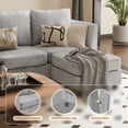 thumbnail image 3 of Techmilly U Shaped Sectional Couch, 6 Seats Modular Convertible Sectional Couch with Storage Ottomans, Modern Comfy Chenille Sofa Set with Charging Station for Living Room, Office, Light Grey, 3 of 8