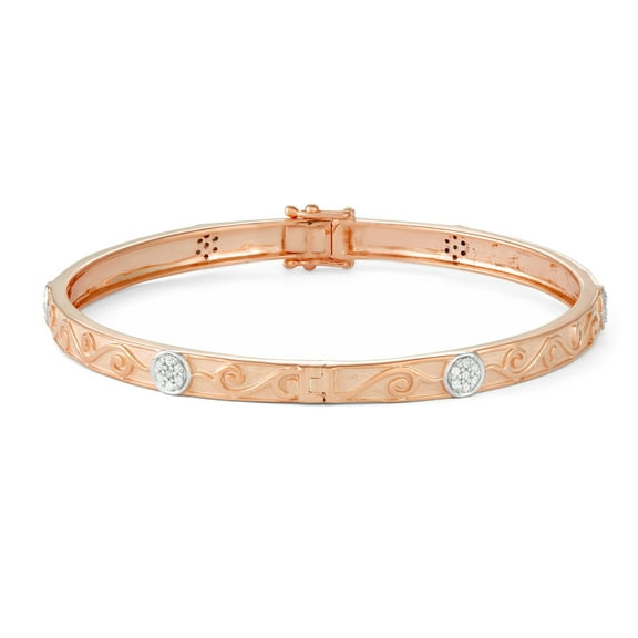 MyDiamondBox Rose Gold Over Sterling Silver 1/3 Carat T.W. Diamond Filigree Bangle Bracelet