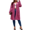 thumbnail image 3 of DYMADE Womens Plus Size Solid Long Sleeve Pockets Elegant Brushed Knitted Cardigan Tops, 3 of 4