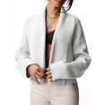 thumbnail image 3 of Womens Cropped Cardigan Open Front Shawl 2025 Fall Trendy Long Sleeve Sweater Jacket Light Gray S, 3 of 9