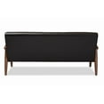 thumbnail image 5 of Baxton Studio Sorrento Mid-century Retro Modern Black Faux Leather Upholstered Wooden 3-seater Sofa, 5 of 6