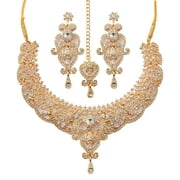 Sunsoul By Touchstone Indian Handcrafted Filigree Rhinestone Jewelry Gold Tone Necklace For Women.