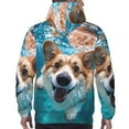 thumbnail image 7 of Wukai Sea Swimming Corgi Print Men Hoodies Fleece Sweatshirts Long Sleeve Sweaters Pullover Fall Outfits Winter Clothes-Large, 7 of 7