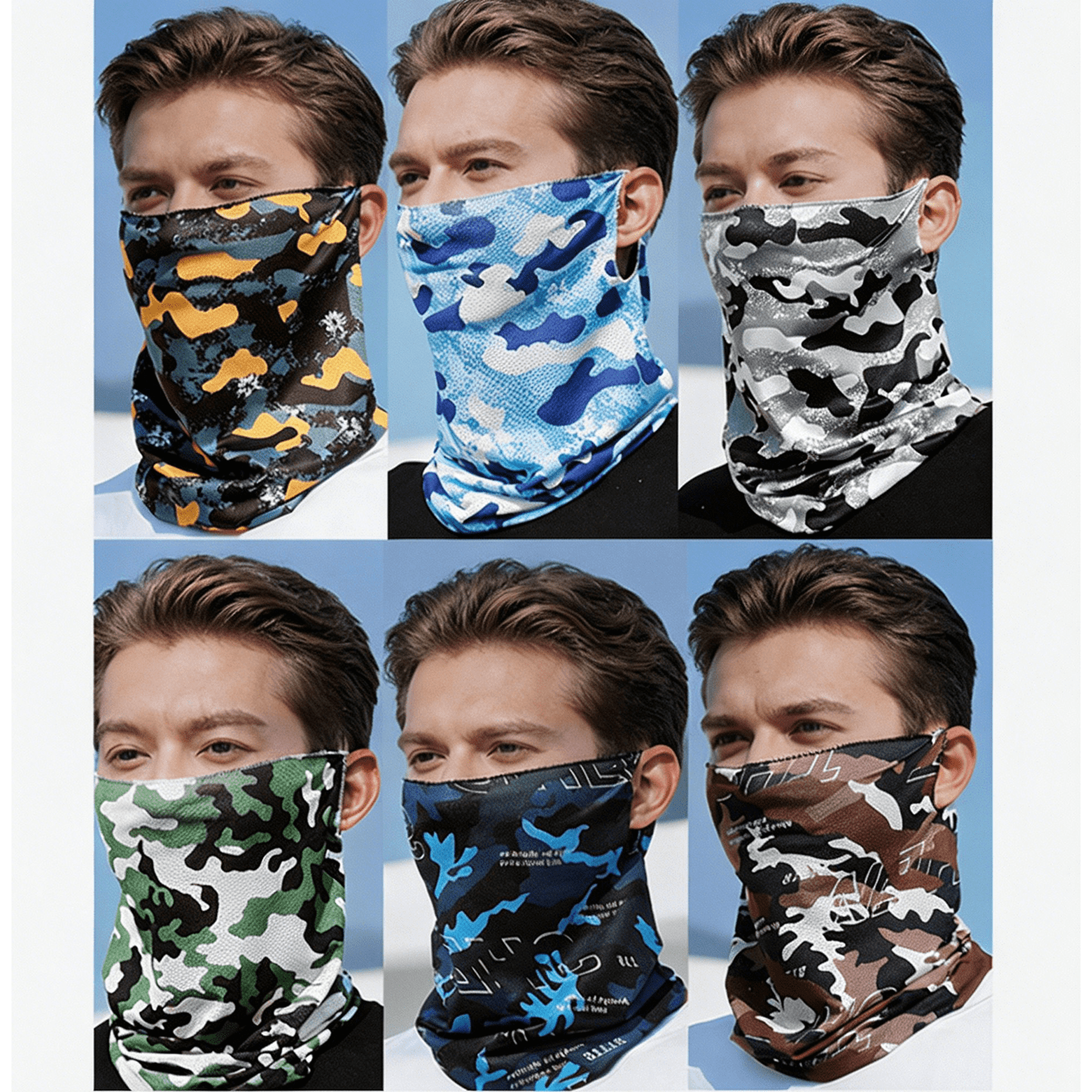 6 Pack Summer Neck Gaiter Face Mask,Breathable Soft Stretch Hanging Ear Face Cover, Face Bandana Neck Scarf for Men Women