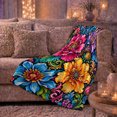 thumbnail image 6 of Vibrant decorative motif Floral, Festive autumn celebration Scene, Warm Flannel Blanket for Living Room and Family Room with Detailed Artwork, Art Lovers autumn celebration Gift, Festive Home Decor, 6 of 9