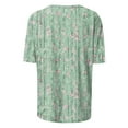thumbnail image 4 of FcBaudy Hauts pour Femmes, Chemises pour Femmes, Blouses & Chemises à Manches Courtes Col Rond Mode Féminine Col Rond Froissé T-shirt Manches 3/4 Ample Manches Courtes Blouse en Polyester, 4 of 7