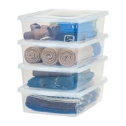 Mainstays 28 Qt. Underbed Plastic Storage Bins with Lids, Storage Containers, 4Pk