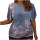 thumbnail image 1 of Tops Cortos para Mujeres, Cintura Plisada Cuello Redondo Tamaño Grande Camiseta de Manga Corta Top Casual Hecha de Estante de Imitación, Camisetas Casuales de Mujer, 1 of 6