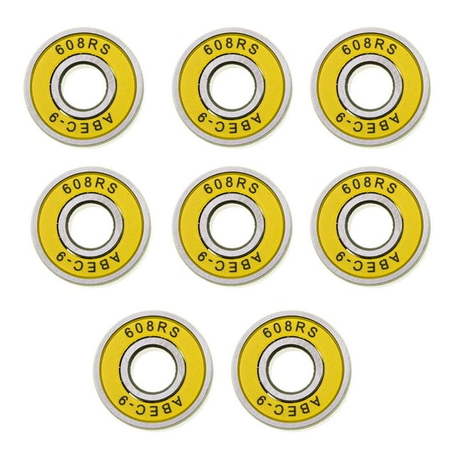jinwen Lot de 8 Roulements de Skateboard ABEC-9 8x22x7mm pour Longboard/Inline/Hockey Roller 608 Jaune