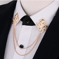 thumbnail image 4 of BELOVING Leaf Chain Brooch Pin Button, Shirt Neck Collar Tips with Tassel Chain - Blouse, 4 of 9