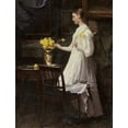 thumbnail image 2 of Thomsen, Carl 15x18 Black Ornate Wood Framed with Double Matting Museum Art Print Titled - Arranging Daffodils, 2 of 4