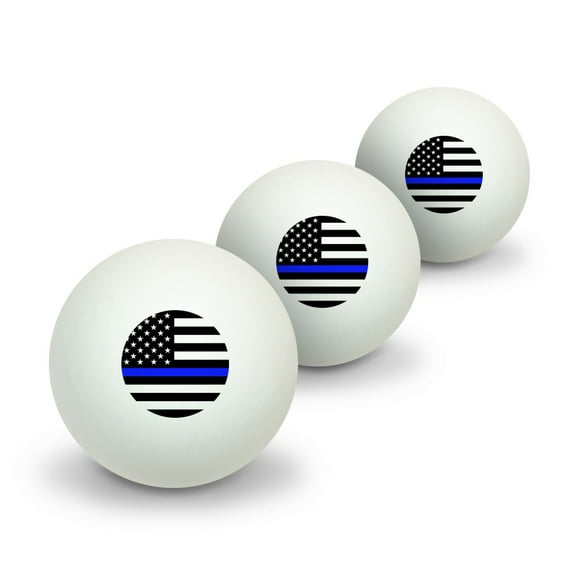 Thin Blue Line American Flag Novelty Table Tennis Ping Pong Ball 3 Pack