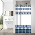 thumbnail image 4 of Small Narrow 36"x72" Bobo Navy Shower Curtain Set Modern Farmhouse Bath Curtain Moroccan Paisley Washable Water Repellent Fabric Bathroom Curtain for Home Bathtubs Decoration with Hooks, 4 of 6