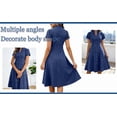 thumbnail image 6 of Byworldtasic Denim Dress for Women Loose Casual Short Sleeve Button Down Jean Midi Dress, 6 of 16