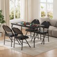thumbnail image 4 of Rectangle Folding Table, 47.2 Inch Card Table, Multi-Functional Portable PU Leather Table for Indoor Outdoor Dining Panic Patio Balcony Backyard Poolside, Metal Frame, 4 of 9