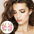 thumbnail image 2 of GHSOHS Trendy Opal Diamond Pink Rabbit Stud Earrings for Women Sparking Rhinestone Gold Metal Bunny Cartoon Earrings Easter Jewelry Gift A, 2 of 6