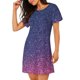 thumbnail image 2 of Easygdp Violet Glitter Camisón de manga corta para mujer, informal, estampado, 2 of 6