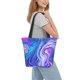 thumbnail image 2 of Fotbe Swirl Blue And Purple Bolsa de Playa con Estampado, Bolsa de Hombro, Bolsa de Mano Espaciosa, Bolsa de Viaje Ligera, Bolsa de Compras Versátil, 2 of 6