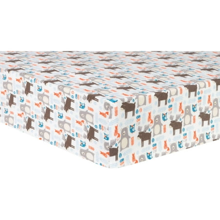 UPC: 0846216052736 | Scandi Forest Deluxe Flannel Fitted Crib Sheet