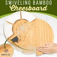 thumbnail image 3 of NutriChef Bamboo Natural Cheese Board Set with Bonus Condiment Cup-Extra Large Size 100% Home Organic Wooden Plate and Charcuterie Tray with 4 pcs Cutting Knife Slicer, 13" Round, 3 of 7