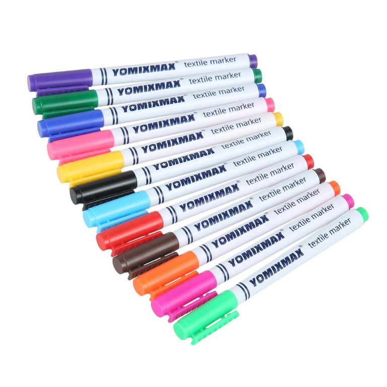 36 Colors Fabric Markers, Shuttle Art Fabric Markers Permanent Markers for  T-Shirts Clothes Sneakers Jeans with 11 Stencils 1 Fabric Sheet, Permanent