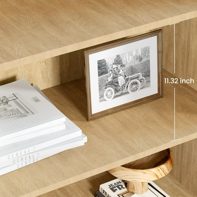 BeesClover Bookshelf with Rattan Doors and Secure Design for Uneven Floors and Safe Use