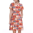 thumbnail image 1 of Easygdp Cartoon with Traffic Elements para Vestido Transpirable de Mujer, Vestido Suelto de Manga Corta con Pliegues y Bolsillos para el Verano, 1 of 6